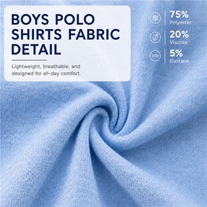 Polo à manches longues bleu clair pour garçons, en coton tricoté, uniforme scolaire, vêtements décontractés pour tous les jours, polos de golf pour enfants - Product Image 6