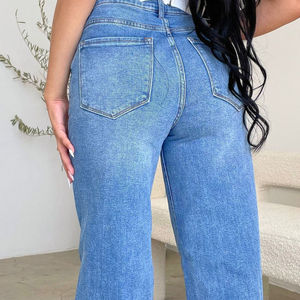 Pantalones Casuales de Invierno para Mujer, Efecto Denim, Cintura Alta, Transpirables, Personalizados, Precio de Fábrica 2026, Corte Regular, Cómodos, 100% - Product Image 5