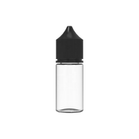 Bouteille en PET Chubby Gorilla 30 ml, forme licorne, avec bouchons anti-effraction et anti-vol (bouteille transparente/fermeture noire opaque)