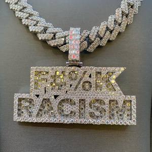 Colgante de letra con incrustaciones de moissanita incolora en plata 925, estilo hip hop, para raperos, para fiestas, a bajo precio. - Product Image 2