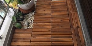 Acacia <b>Square</b> Modern Decking Tiles 300x300mm Interlocking Waterproof Eco-Friendly Outdoor Floor Tiles Home Garden Terrace 5-Year - Product Image 5