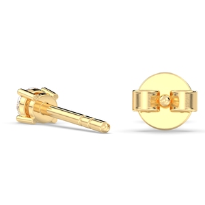 REYES Luxurious 14K Yellow <b>Gold</b> Round Cut 0.18Ct Lab Grown Diamond Screw <b>Back</b> Stud <b>Earrings</b> For Women Anniversary Gift Jewelry - Product Image 4