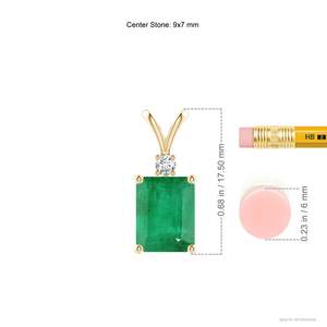 14K <b>Gold</b> 9*7MM Emerald-Cut IGI Certified 2.25Ctw Green Emerald Solitaire <b>Pendant</b> with 0.07Ct Round Diamond Handmade Fine Jewelry - Product Image 3