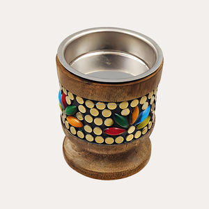 Mango Wood and Metal Inlay Arabic Bakhoor <b>Incense</b> <b>Burner</b> Aromatherapy Diffuser and <b>Incense</b> <b>Holder</b> - Product Image 4