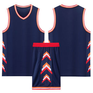 Basketball Uniform Set Sleeveless V-Neck Yellow Blue Striped Moisture Wicking All Seasons Sublimated Print 100% Polyester - Product Image 5
