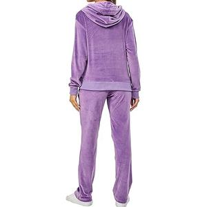 Conjunto de 2 piezas de entrenamiento femenino con logotipo personalizado Conjunto de dos piezas de gran tamaño personalizado Chándales de terciopelo para mujer Chándales con cremallera - Product Image 2