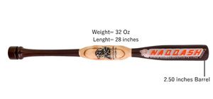 Batte de baseball et de softball à deux mains, 28 pouces / 32 oz, marron, poids lourd, en bois d'érable, pour améliorer la force, par NAQQASH SPORTS - Product Image 2