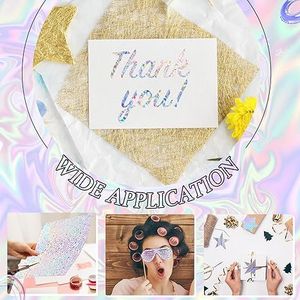 Kosiz 100 <b>Sheets</b> Metallic Holographic Card Stock Shiny Glitter Cardcraft Paper Iridescent <b>Mirror</b> 8.5 X 11 250 GSM Thick Mixed - Product Image 2