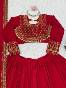 Lehenga Choli de Seda para Mujer con Dupatta Bordada, Traje Tradicional Indio, Atuendo Étnico para Todas las Temporadas - Product Image 6
