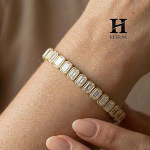 Luxury Bezel <b>Set</b> Emerald Cut Diamond Tennis Bracelet, 18K Yellow Gold Fine Jewelry for Women - Product Image 6