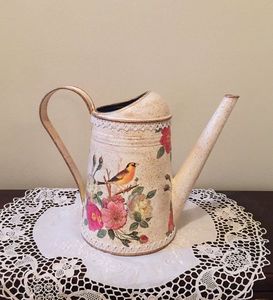 Arrosoir de jardin artistique en métal, motif floral imprimé émaillé, équipement durable pour arroser les plantes et la décoration - Product Image 3