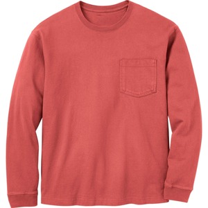 Men's Red Long Sleeve Cotton T-<b>Shirt</b> Regular Fit O-Neck Casual Solid Color Knitted Plain Dyed - Product Image 5