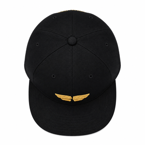 Casquette snapback noire à 6 panneaux avec broderie aile dorée, unisexe, décontractée, pour le golf (toile) - Product Image 4