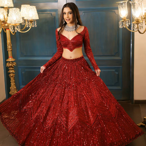 Lehenga Georgette Premium de Boutique India, Lehenga de Diseñador Estilo Bollywood, para Fiestas y Bodas, el Más Vendido, Ropa Festiva Moderna para Mujeres y Niñas - Product Image 1