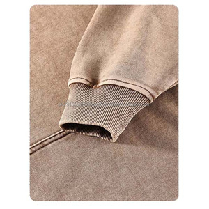 Sudadera con capucha de algodón 100% de peso pesado de gran tamaño de 500gsm, ropa de calle, sudaderas con capucha lavadas con ácido Vintage para hombre, sudaderas básicas personalizadas para hombre - Product Image 3