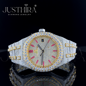 Montre de luxe pour homme et femme, diamant de clarté VVS premium, bracelet en acier inoxydable, boîtier en acier inoxydable, résistance à l'eau 20 BAR - Product Image 2