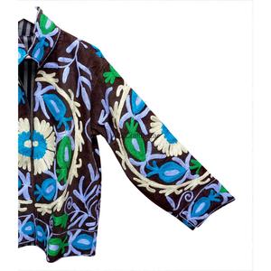 Suzani Embroidered Mandarin Collar Cotrise Fabric Eco-Friendly Quick Dry Handmade Knitted Cotton <b>Jacket</b> - Product Image 4