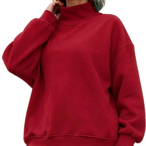 Womens Charcoal <b>Mock</b> <b>Neck</b> Pullover Sweatshirt Long Sleeve Oversized Fleece Loungewear <b>Top</b> Casual Winter Streetwear Heavyweight - Product Image 4