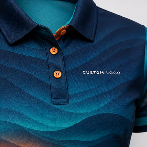 Polo Personalizado para Mujer en Azul Marino, Naranja Atardecer y Ondulado, de Secado Rápido, Transpirable, Manga Corta, Uniforme de Golf de Alto Rendimiento WPS-0742 - Product Image 5