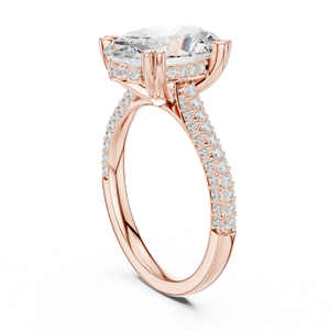 Rose Gold Lab Grown Diamond Oval Engagement Ring, Pavé Diamond Halo Band, Luxury Bridal Wedding Ring for Women <b>Gifts</b> for Her - Product Image 3