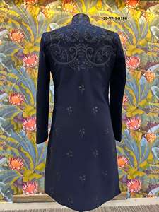 Sherwani Tradicional para Hombre con Cuello Mandarín, Diseño de Fauna Sombreada, Sin Arrugas, para Bodas Festivas, Base de Lachka TR Premium, con Cuentas Negras - Product Image 4