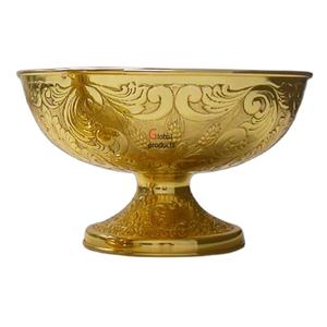 Bol de service alimentaire en métal de forme ronde avec support pour restaurant et bar d'hôtel au look royal - Product Image 1