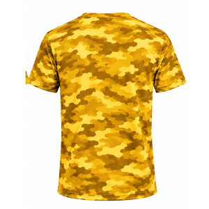 เสื้อยืดลายพรางสีทองผู้ชายแขนสั้นคอกลมพิมพ์ลายพรางกีฬาการฝึกอบรมวิ่งออกกำลังกายประสิทธิภาพการออกกำลังกายแบบแอธเลติก - Product Image 2
