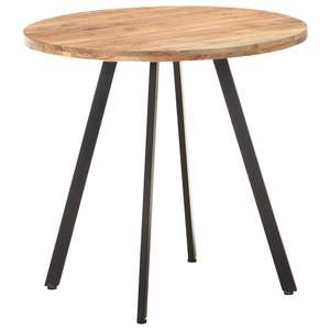 Tavolo da Pranzo in Legno Naturale Massello di Acacia Nera con Base in Ferro, Elegante e Resistente - Product Image 6