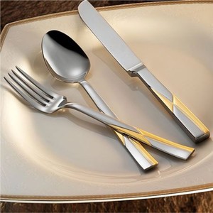 Ensemble de couverts de luxe en acier inoxydable 18/10, argent et or, deux tons, finition miroir, vaisselle pour restaurant et hôtel - Product Image 1