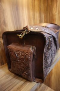 Handmade Genuine Leather Tooled Travel Duffle Bag – Vintage Western Embossed Leather Gym Bag with Shoulder <b>Strap</b> - Product Image 6