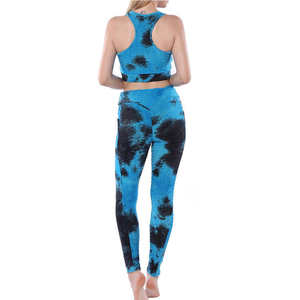 Seamless <b>Tie</b> Dye Yoga Set High Waist Butt Lift Leggings Sports Bra Women 2 Piece Workout Set Gym Clothing Fitness Activewear - Product Image 3