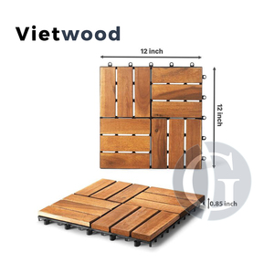 Dalles de sol extérieures en bois d'acacia du Vietnam, écologiques, imperméables, antidérapantes, design contemporain, finition mate, plus encore - Product Image 4