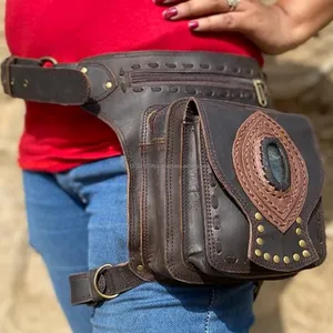 Unisex Motorcycle Hip <b>Pocket</b> <b>Belts</b> Travel <b>Belts</b> Waist <b>Pocket</b> Bum Bags Leather Biker <b>Belts</b> - Product Image 1