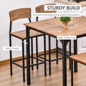 Set da Pranzo Moderno in Noce a 5 Pezzi con 4 Sedie, Altezza Bancone - Product Image 4