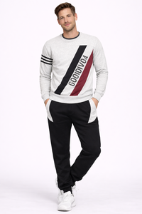 Conjunto Deportivo Premium para Hombre, Sudadera y Pantalones Deportivos Grises con Estampado, Tela Suave y Transpirable de Mezcla de Algodón para Comodidad Durante Todo el Día - Product Image 4