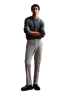 Pantalon sur mesure pour hommes, coupe ajustée, haute tendance, polyester, viscose sergé, ODM, OEM, pantalon de marque personnalisé, prix d'été, vente en gros - Product Image 2