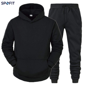 Conjunto Deportivo Negro con Capucha, Sudadera de Manga Larga de Color Sólido y Pantalones Deportivos con Cierre de Cordón - Product Image 5