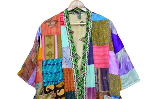 Nouveau Peignoir patchwork pour femmes Kimono en soie Robe de nuit pour femmes - Product Image 6