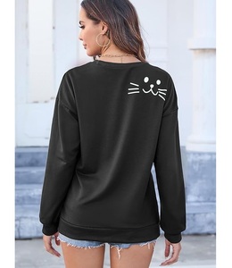 Sudadera de Algodón para Mujer, de Manga Larga, con Estampado en el Hombro, Cómoda, Informal, de Lujo, Precio al por Mayor, Personalizable para Invierno - Product Image 3