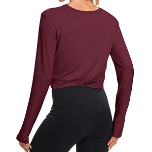 Haut de yoga de haute qualité pour femmes, manches longues, produit professionnel, fitness, avec coussinets de poitrine, coupe ajustée, vêtements de sport, haut de yoga pour femmes - Product Image 2