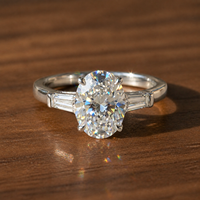 Bague de mariée ovale en or blanc avec diamant synthétique VVS et pierres latérales en diamant de laboratoire, bijoux fins pour femme, vente chaude