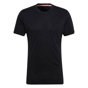 T-shirt de sport pour hommes, haut de sport noir respirant en polyester à manches courtes - Product Image 1
