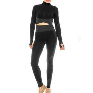 Ensemble de sport et yoga personnalisé pour femme, couleur unie, coupe ajustée, séchage rapide, respirant, soutien-gorge et leggings, ensemble 2 pièces - Product Image 3