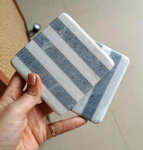 Posavasos de Mármol Hechos a Mano por Artesanos Indios, Juego de Posavasos de Diseño para Tazas de Té, Tazas de Café y Vasos - Product Image 2