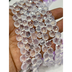 Cuentas de Cuarzo Natural AAA en Forma de Corazón Facetado, Tamaño Aprox. 6-7mm Cadena de 8 Pulgadas - Product Image 1