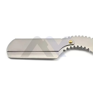 Navaja de Afeitar Profesional para Barbería con Bloqueo Giratorio, Cuchilla Recta Plegable en Negro y Plateado - Product Image 5