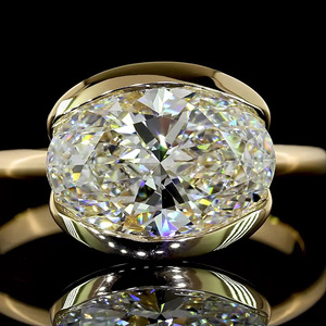 Bague de fiançailles et de mariage solitaire en or 10K 14K 18K ou argent 925 935, sertie clos, avec diamant de laboratoire ovale certifié IGI - Product Image 2