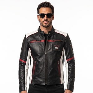 Men Leather <b>Jacket</b> Stylish Genuine Leather Coat Comfortable Interior Durable Construction Classic Outerwear For Casual Wear - Product Image 1