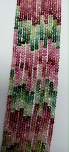 Cuentas de Turmalina Multicolor Natural Facetadas en Forma de Rondelle de 3mm a 4mm, Hilo de Cuentas de Piedra, Certificadas por Terceros, Joyería al por Mayor a Granel - Product Image 2
