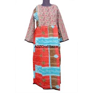 Nouvelle Arrivée Vente en Gros Robe Longue 100% Coton Imprimé Floral Vintage Manches Longues Col U Écologique Tenue de Plage et de Soirée pour Femme - Product Image 1